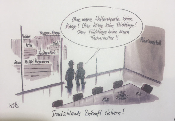 Karikatur - (Schule, Politik, Flüchtlinge)