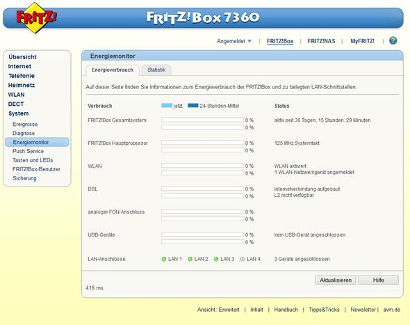 Auch keine Einstellungen bei Energie sind vorhanden - (Router, Fritz Box, avm)