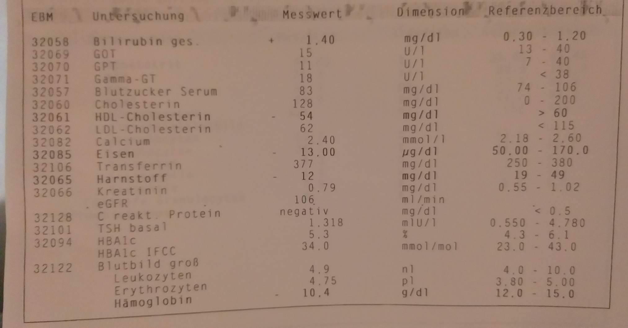 Hallo, der normale Eisenwert ist zwischen 50-170? (Gesundheit und