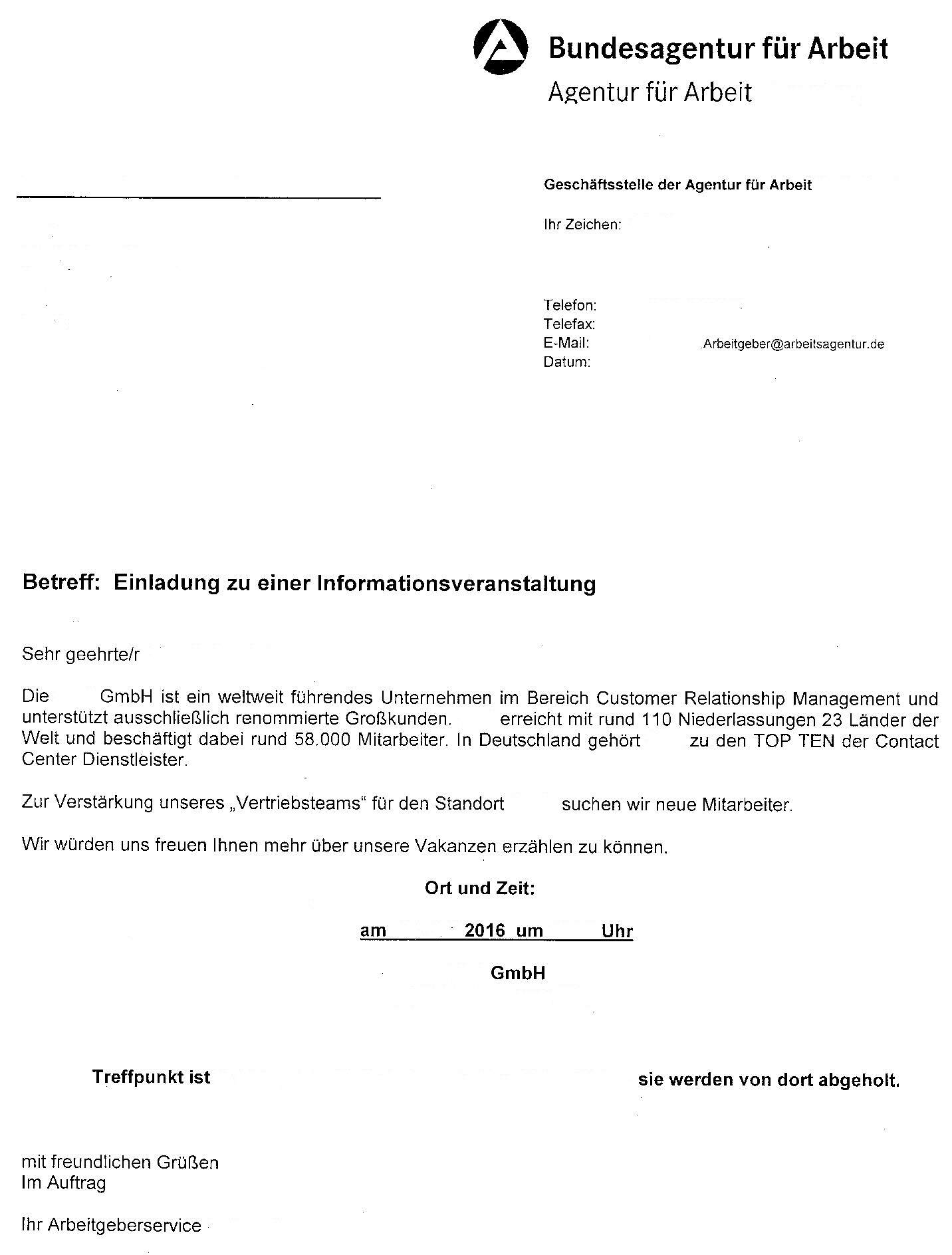 Hallo ich habe eine Einladung zu einer Informationsveranstaltung ohne ...