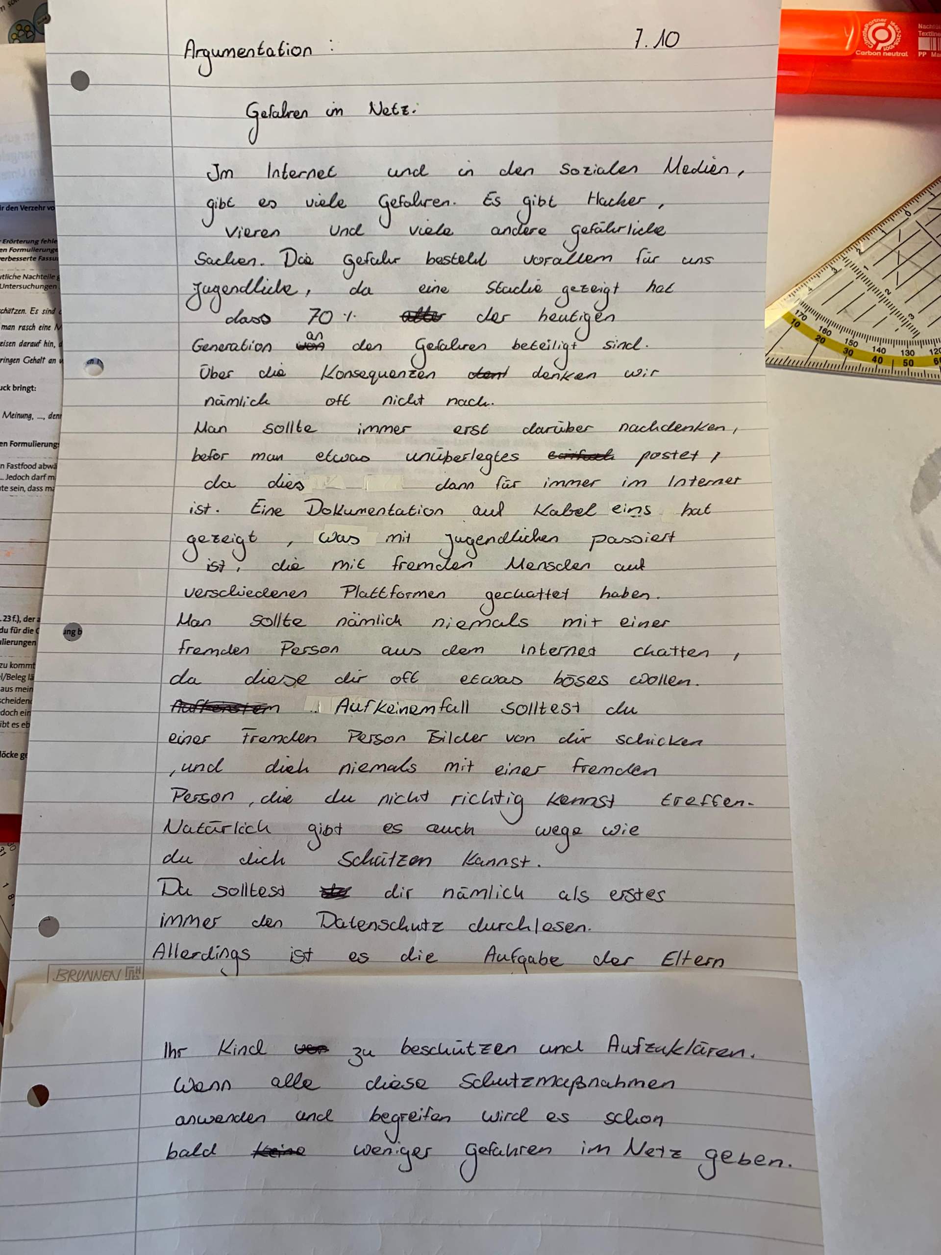 Hallo, ich schreibe am Montag eine Deutscharbeit und muss eine ...