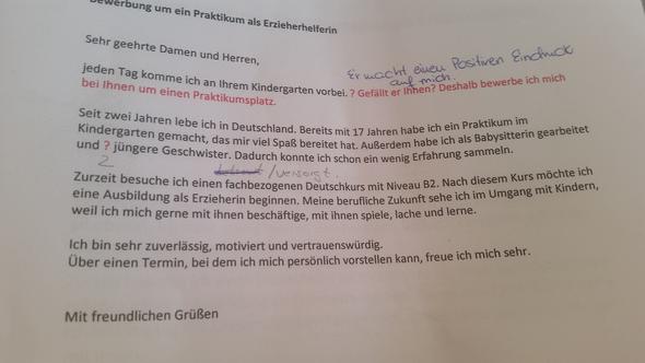 Hallo Ich Suche Einem Praktikumsplatz Ich Habe Bewerbung Geschrieben Weiss Es Aber Nicht Ob Richtig Ist Kann Ich Vielleicht Noch Verbessern Praktikum Kindergarten