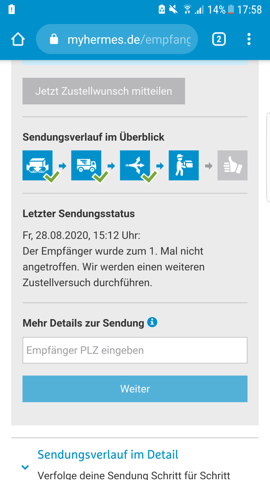 Hallo Leute Ich Habe Auf Otto Was Bestellt Und Habe Auf Hermes Schop Gemacht Also Damit Das In Hermes Schop Kommt Und Bei Mir Steht Jetzt Der Kunde Wurde Nic Paket