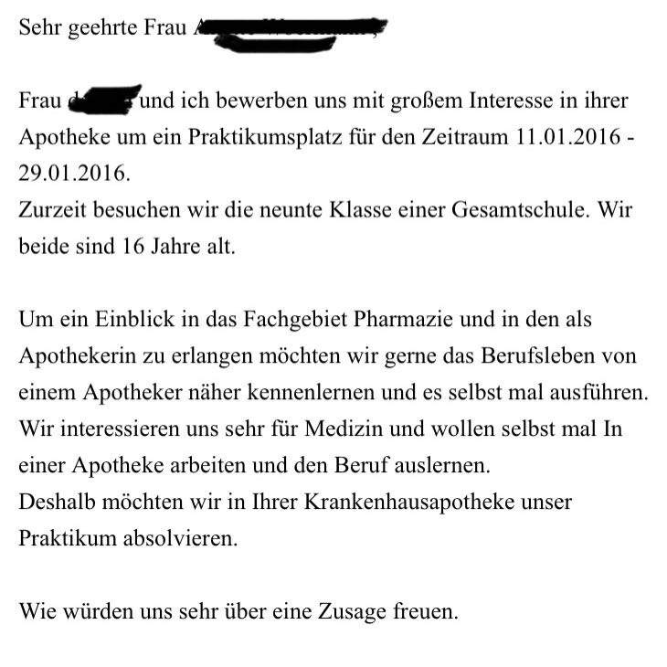 Hallo Leute ist das eine gute Bewerbung? (Praktikum)