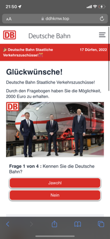 Hallo Leute wichtig ist die Seite echt ist es wirklich von der Deutschen Bahn?