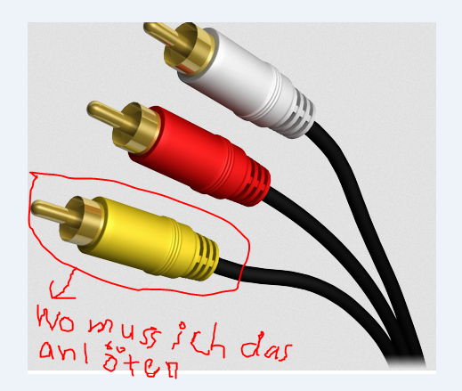 Das Kabel kommt an die Xbox. Aber Wo kommt das gelbe kabel an dem Vga Kabel? - (Xbox 360, Xbox, Adapter)
