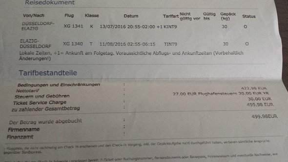 Tarif - (Ticket, Flug, stornieren)