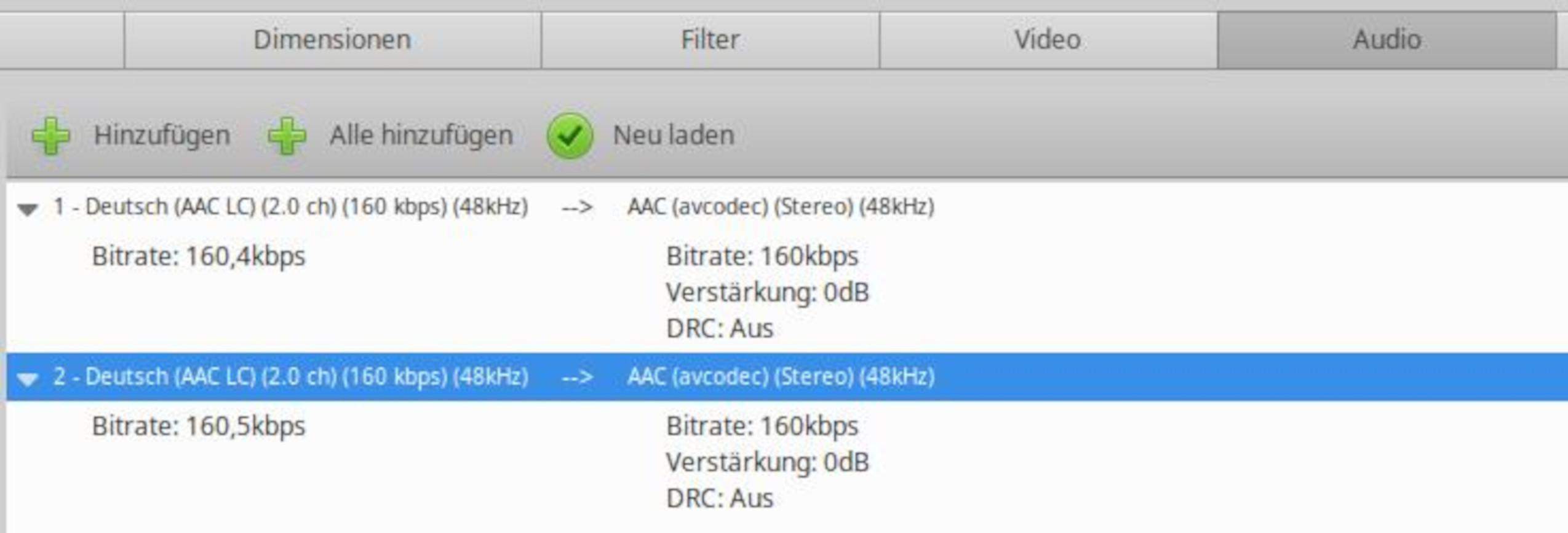 HandBrake zeigt mehrere deutsche Sprachen? (Audio)