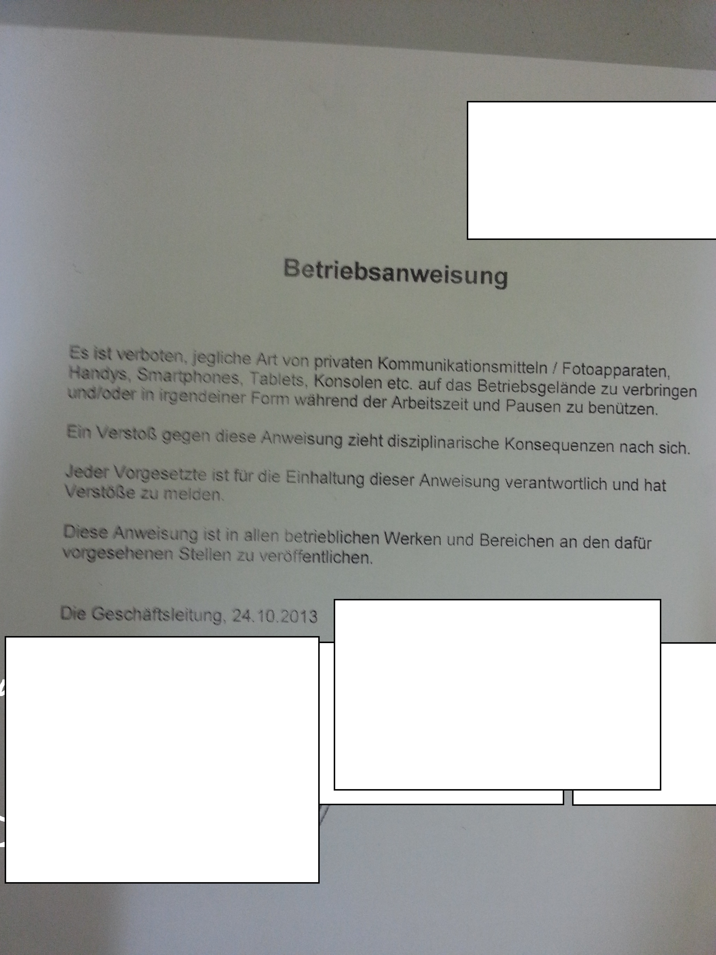Handy verbot am arbeitsplatz (Arbeit, Arbeitsrecht, Telefon)