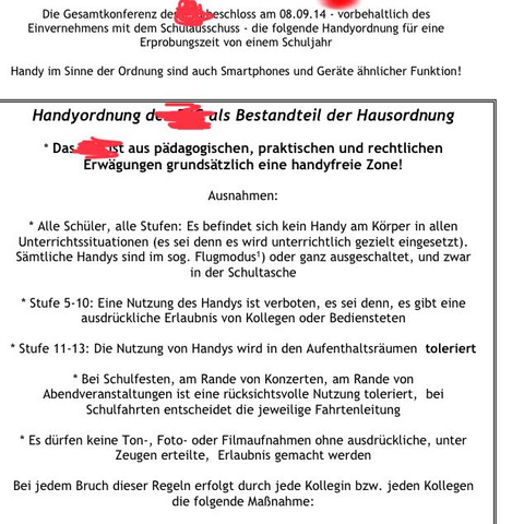 Das ist die Handyordnung - (Schule, Handy, Recht)