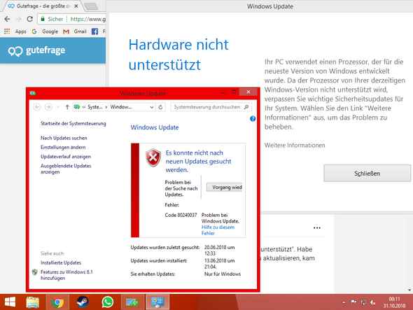 Hardware Wird Nicht Unterstutzt Win 8 1 Computer Pc Technik