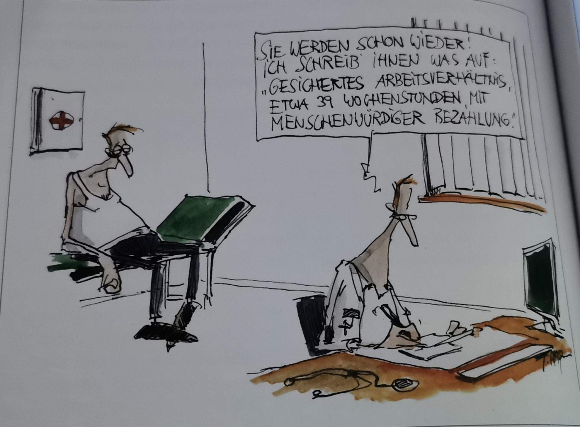 Hat diese Karikatur einen Zusammenhang mit der Arbeitslosigkeit