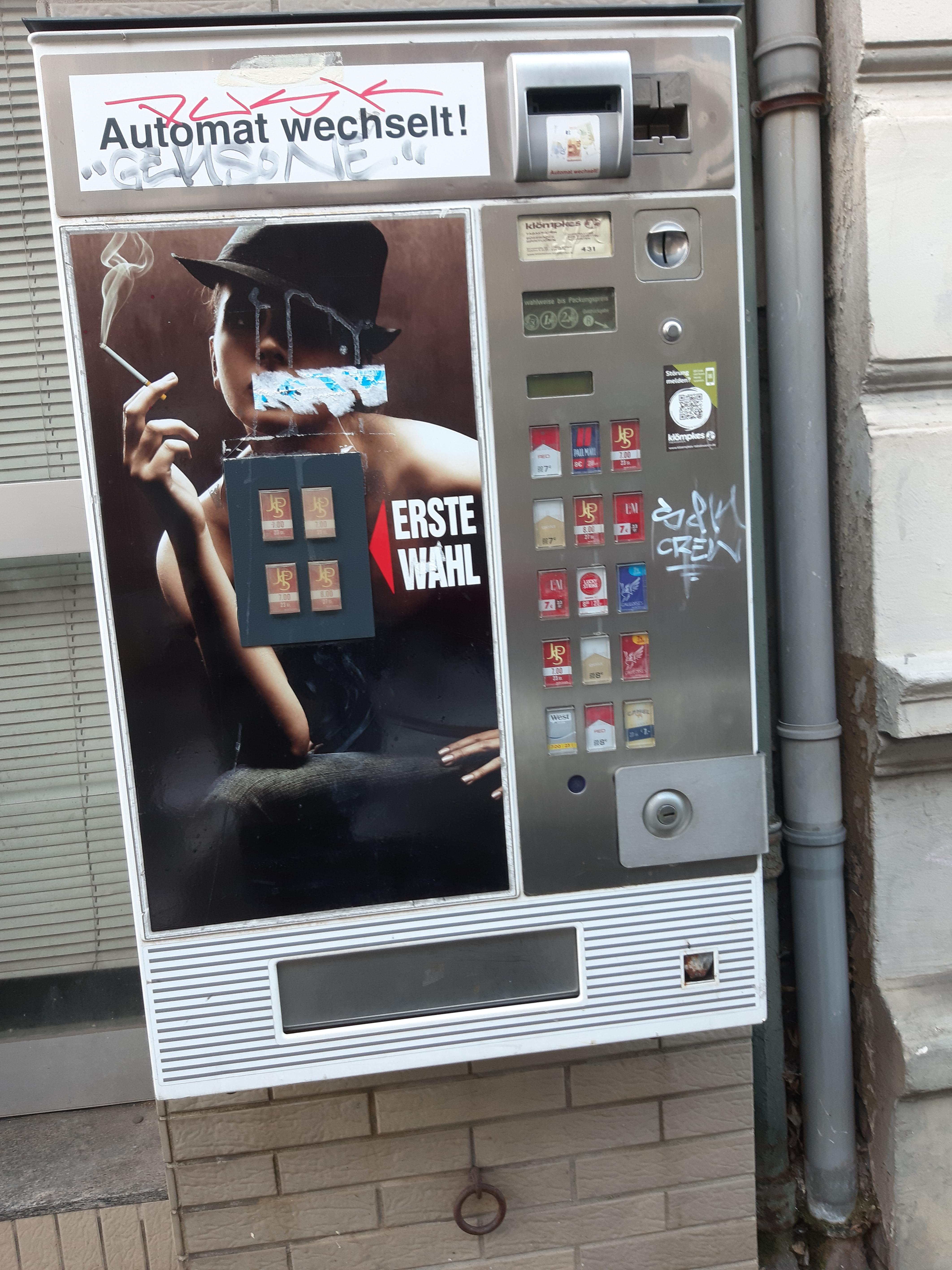 Hat dieser Zigarettenautomat eine Altersbeschränkung? (Rauchen, Zigaretten) Hat dieser Zigarettenautomat eine Altersbeschränkung? (Rauchen, Zigaretten)