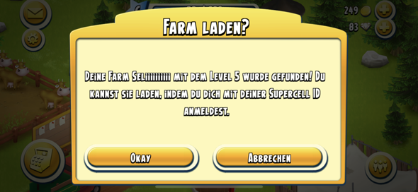 Hayday findet jedes mal alte Supercell ID?