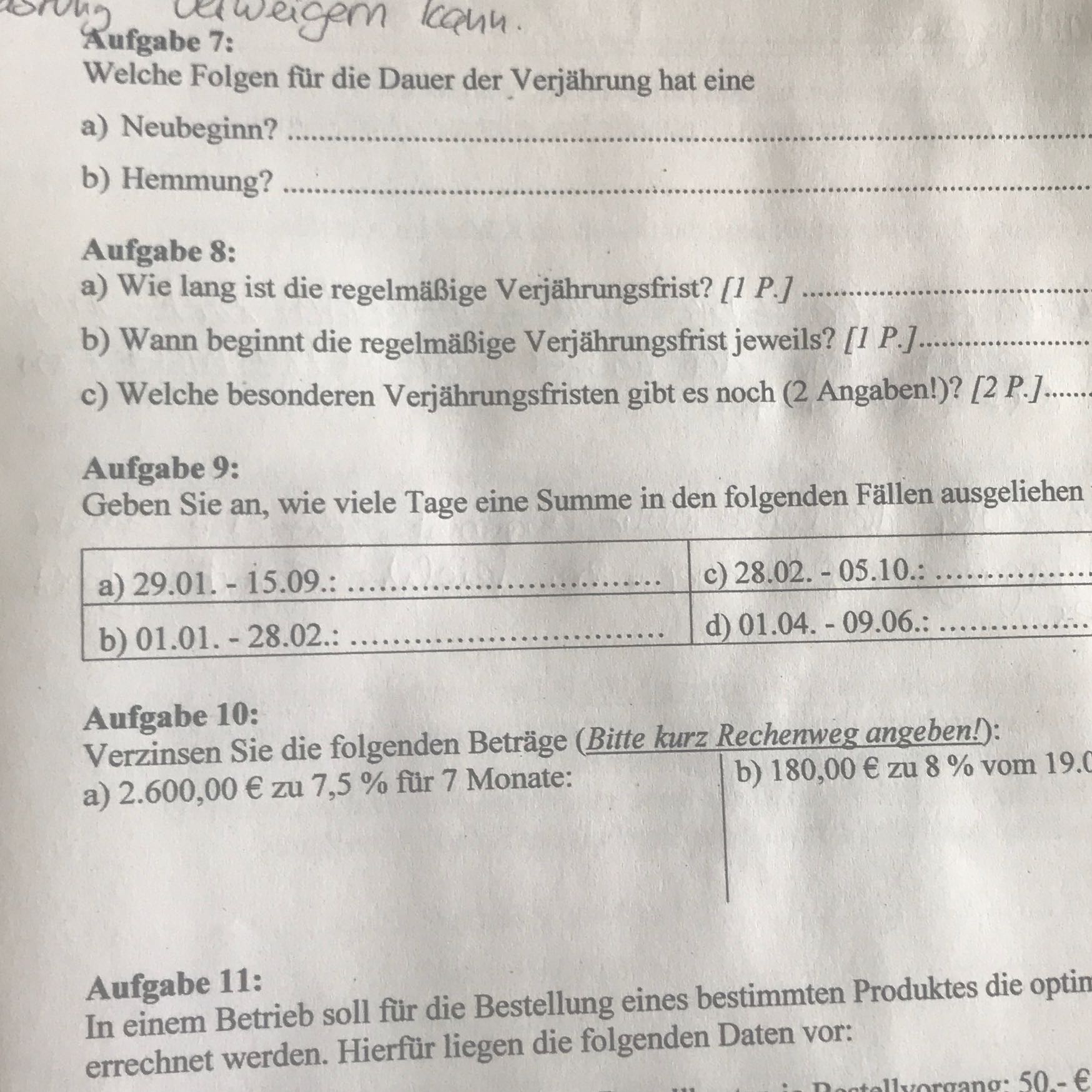 Hbl Probe Klassenarbeit Schule
