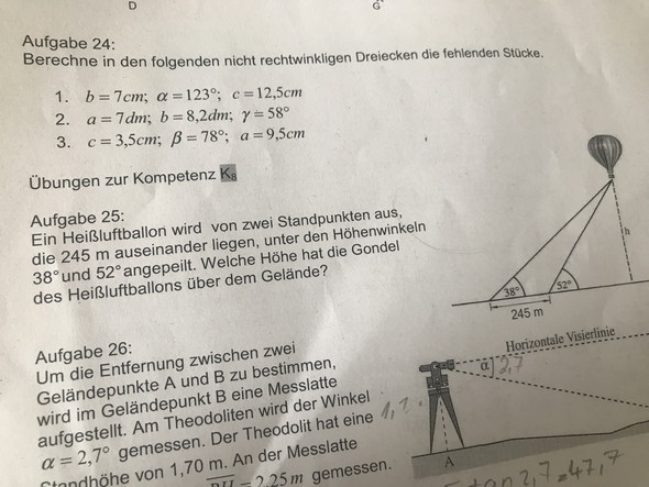 Heißluftballon Höhe berechnen? (Schule, Mathe, Mathematik)