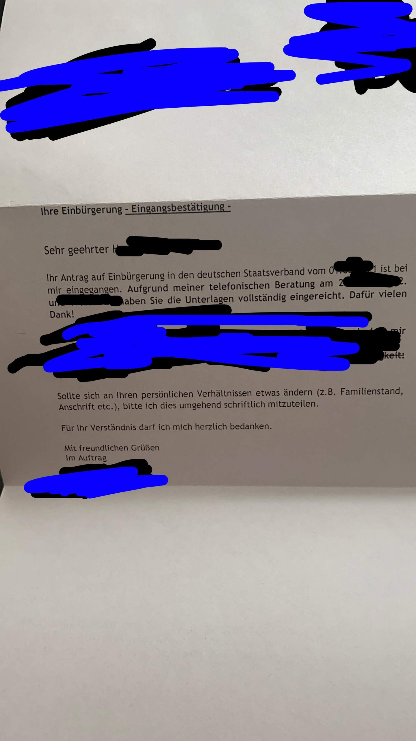 Heißt das dass mein Antrag angenommen wurde? (Einbürgerung)