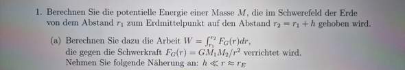 Herleitung der potentiellen Energie? (Mathematik, Physik, Gravitation)