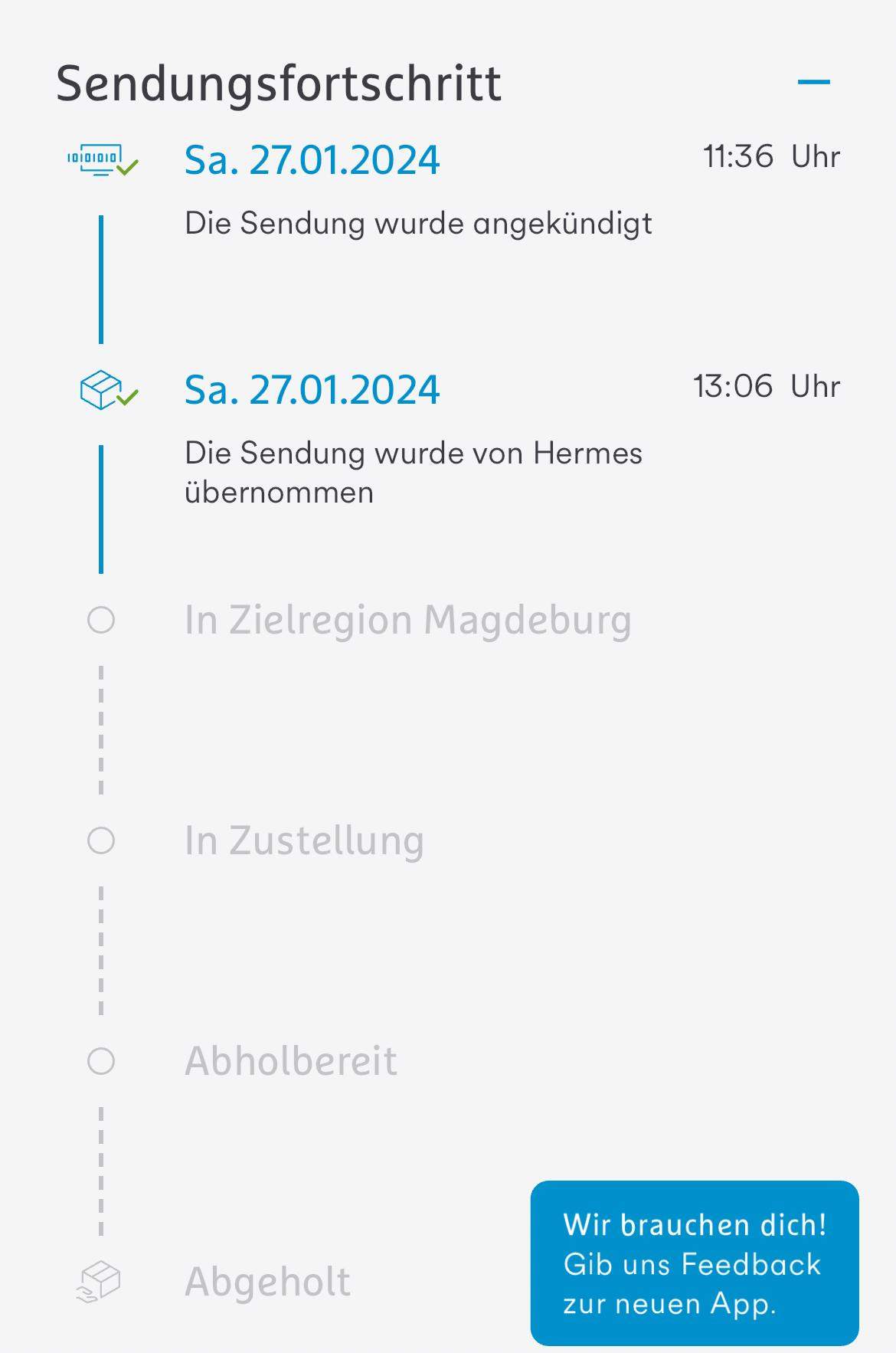 Hermes Sendung aktualisiert sich nicht mehr? (Versand, Bestellung, Paket)