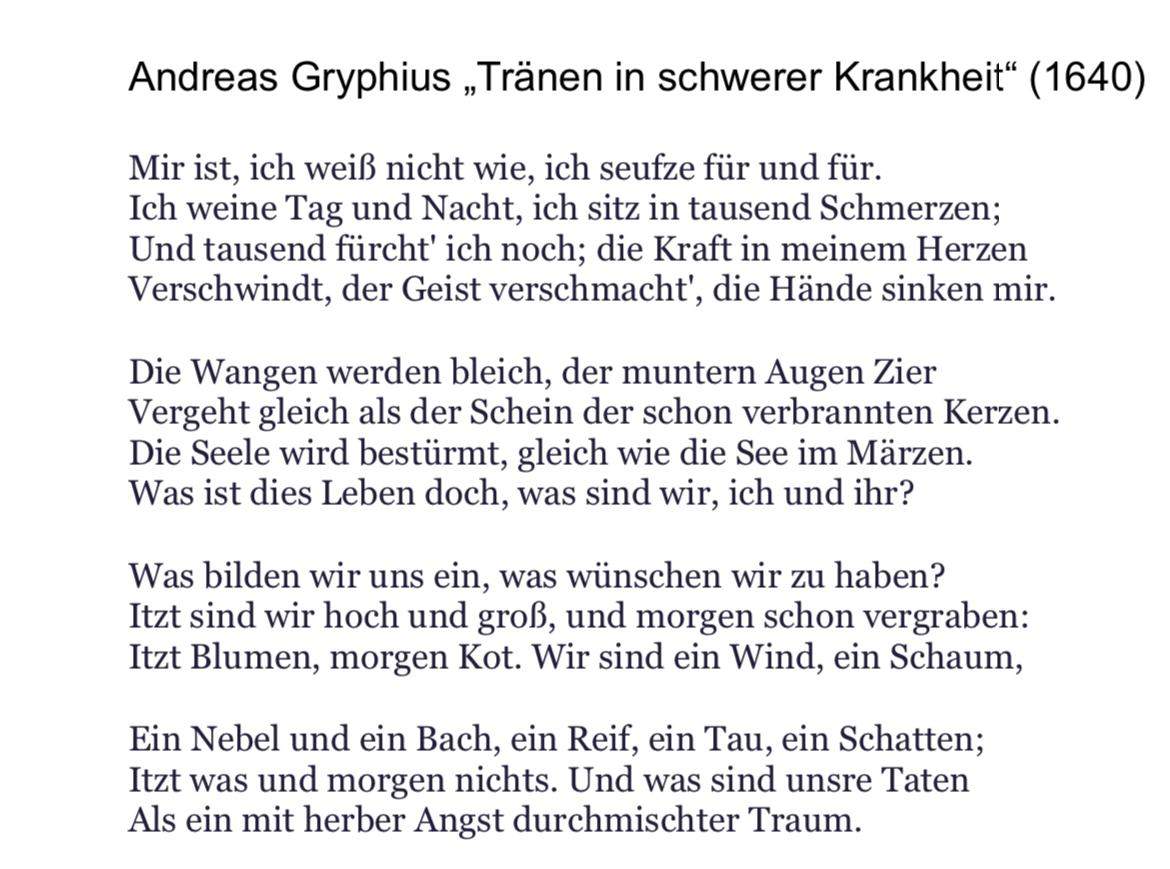 Tränen Des Vaterlandes Andreas Gryphius www.gutefrage.net