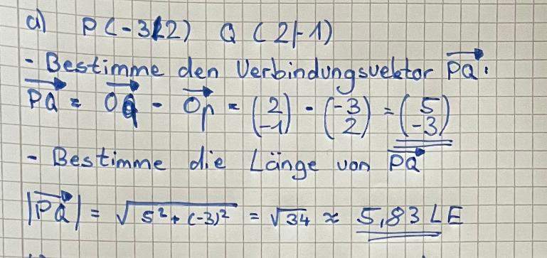 Hey, wie bestimme ich den Abstand von zwei Punkten (von Vektoren