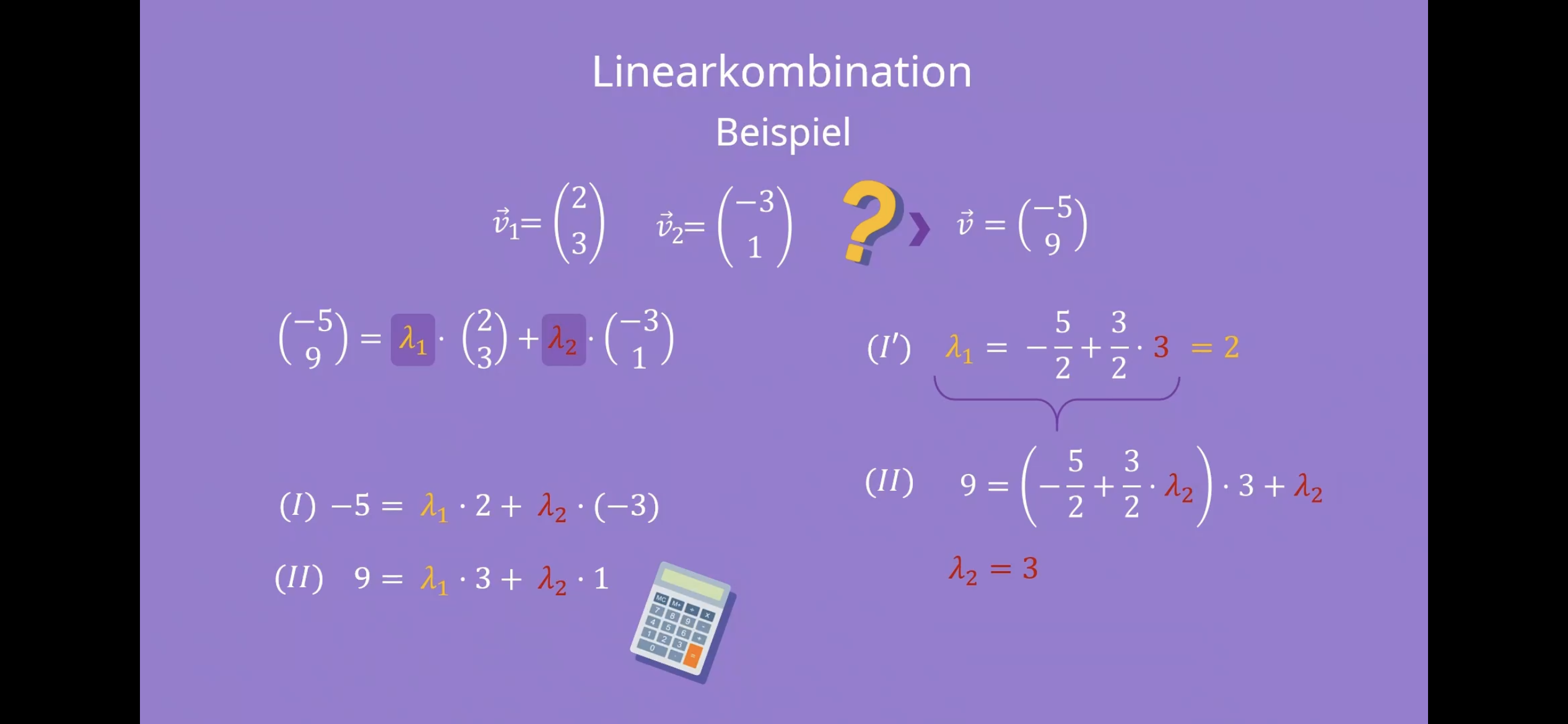 Hey, wie funktioniert dies mit der Linearkombination von Vektoren?