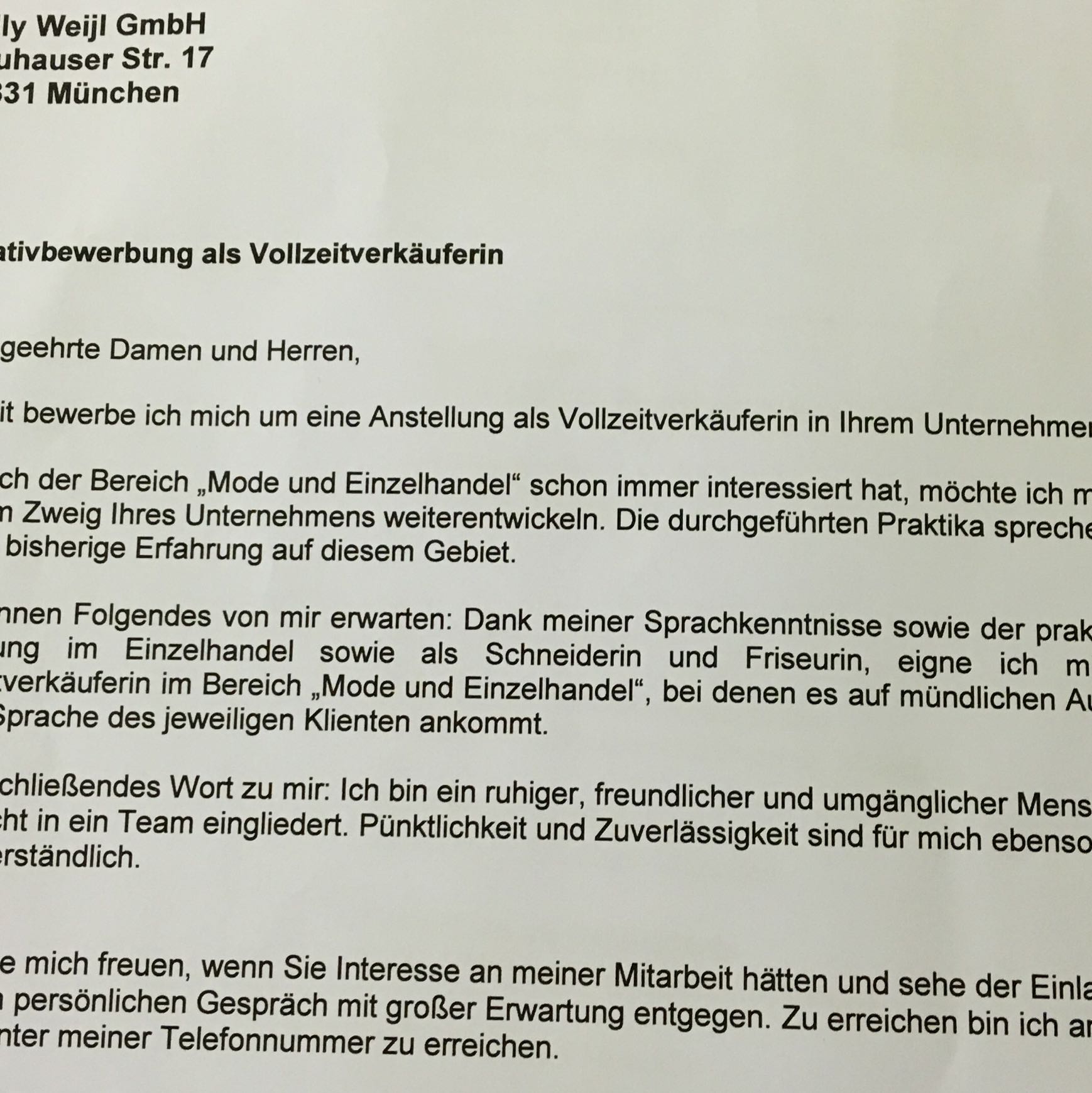 Hi Leute Ich Mochte Bei Tally Weijl Arbeiten Und Ich Habe Bewerbung Gechrieben Aber Ich Weiss Nicht Ob Es Richtig Konnt Ihr Mir Vielleich Hellfen Tally Wejil