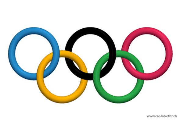 Olympische Ringe mit Höhenwirkung (oben hell zu den Seiten schattiert) - (Computer, Schule, Microsoft Word)
