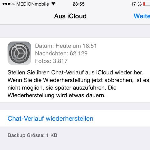 Whatsapp chat backup abbrechen