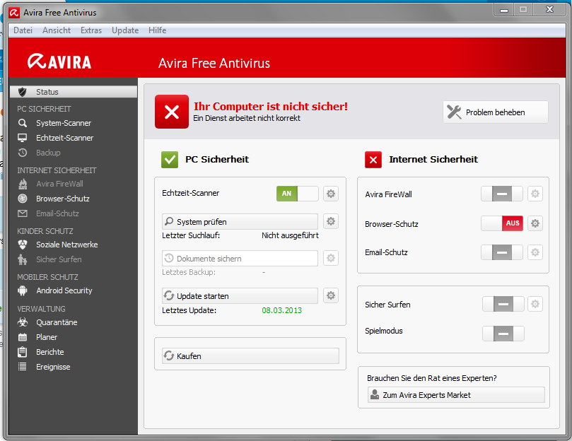 Avira Lässt Sich Nicht Installieren Windows Xp [Hilfe] Avira Browserschutz deaktiviert sich automatisch (PC, Software