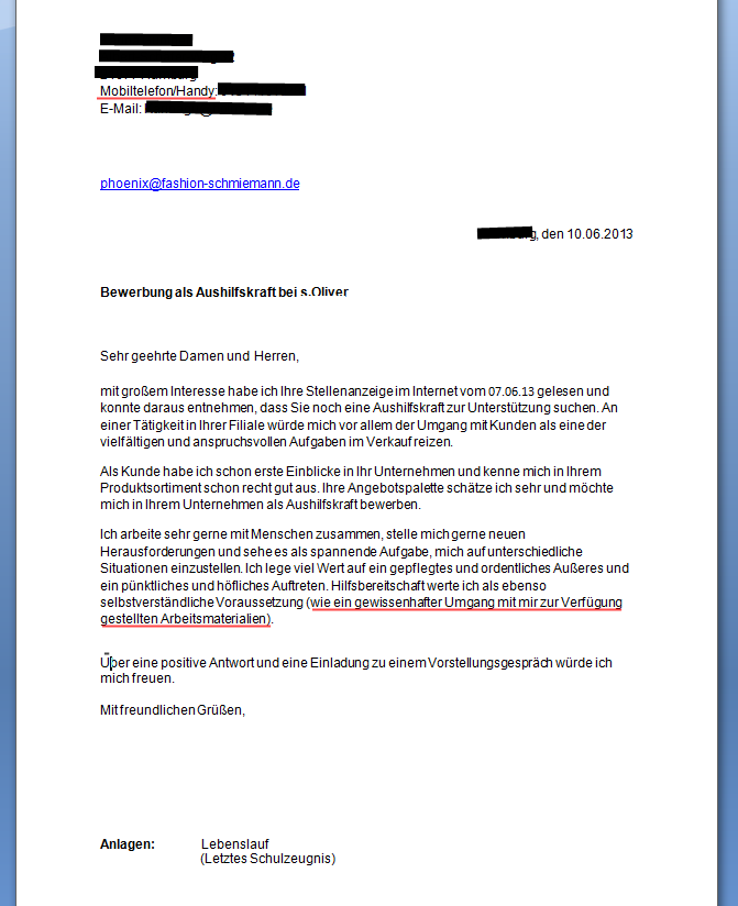 Hilfe Bei Bewerbung Als Aushilfe