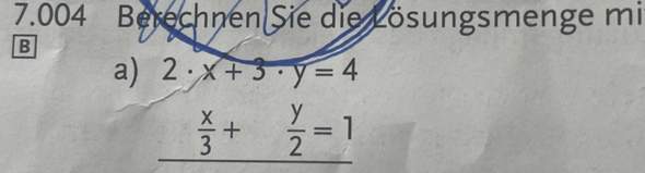 Hilfe beim Lösen vom Gleichungssystem (siehe Bild) 2x3?