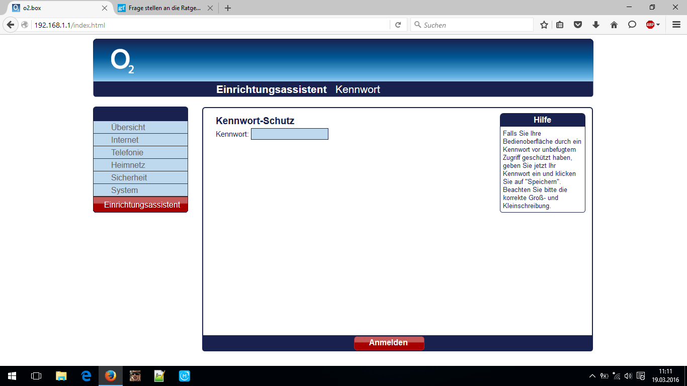 Hilfe ich habe ein Problem mit der 02.box seite? (WLAN, O2)
