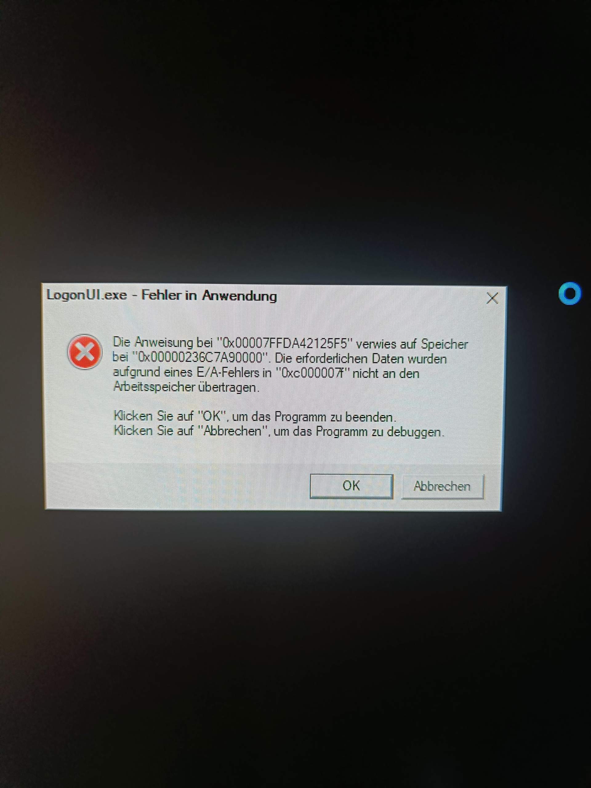 HILFE, ich habe einen LogonUI.exe Fehler nach der Partitionierung