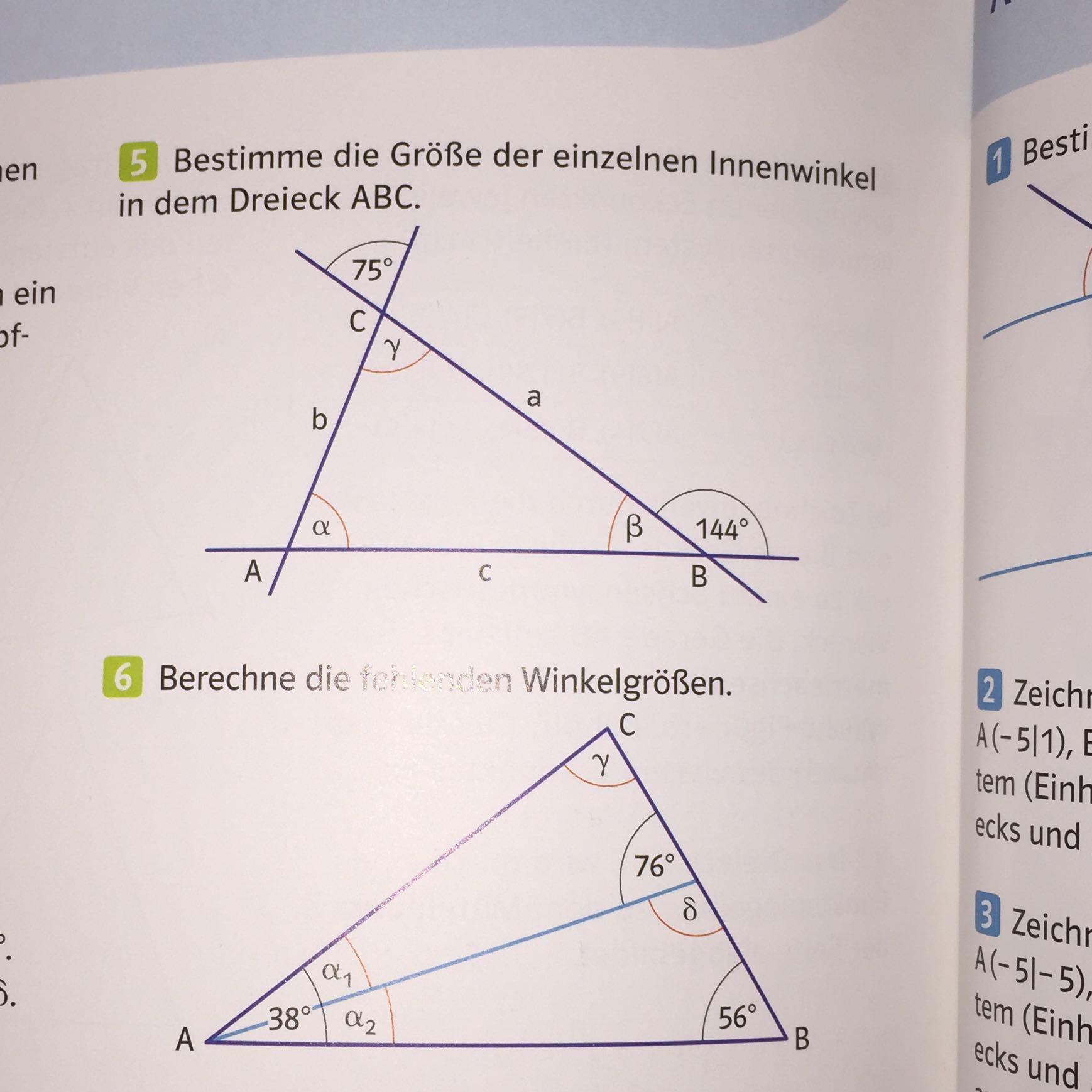 Hilfe! Mathe Aufgaben Dreieck!? (Hausaufgaben, Winkel)