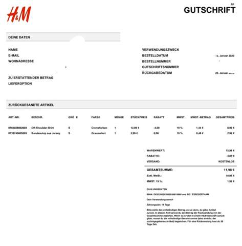 Hilfe Muss Ich H M Rechnung Zahlen Recht Geld Kleidung