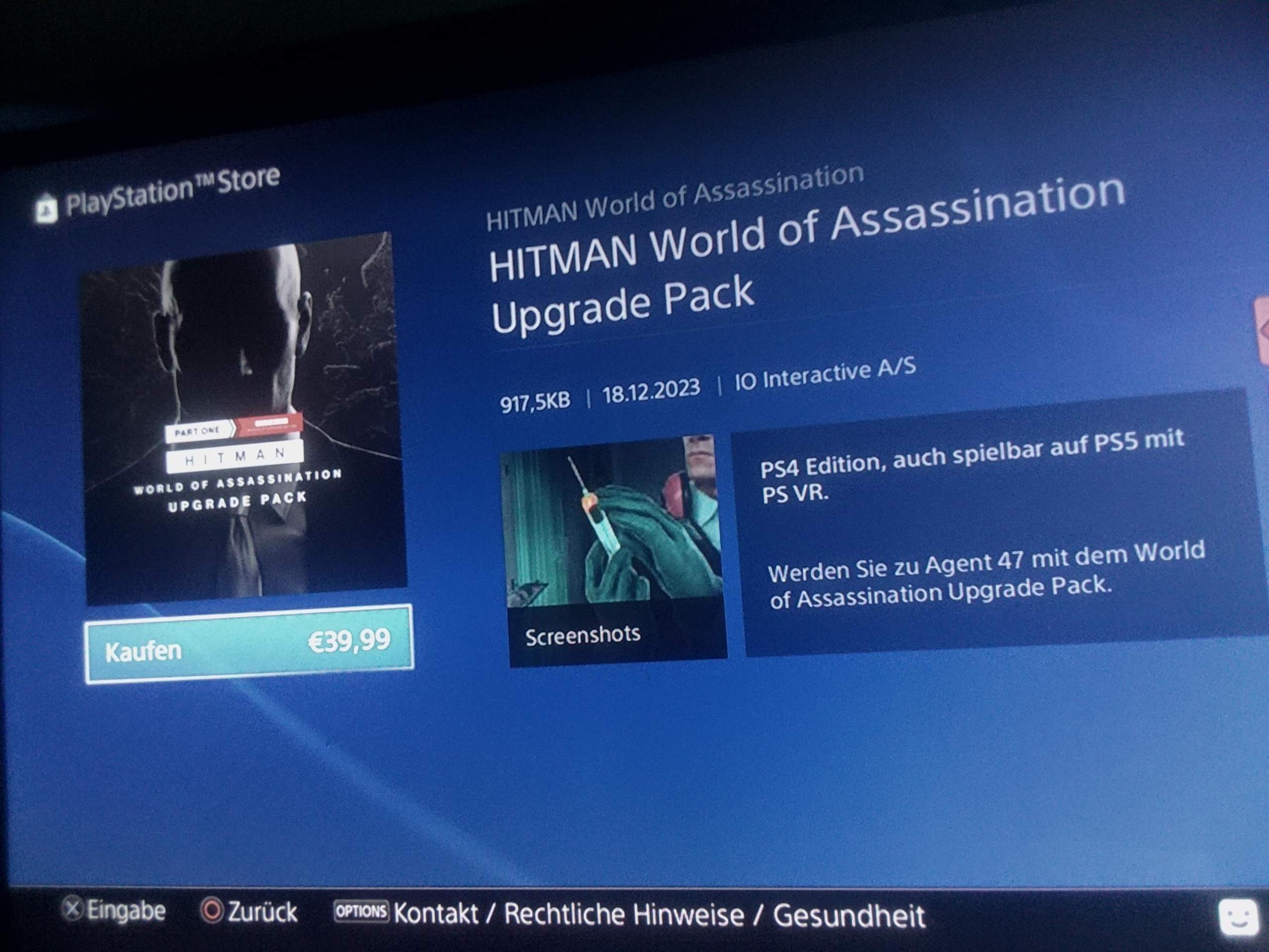 Hitman WORLD OF ASSASSINATION PART ONE UPGRADE PACK? (PlayStation 4