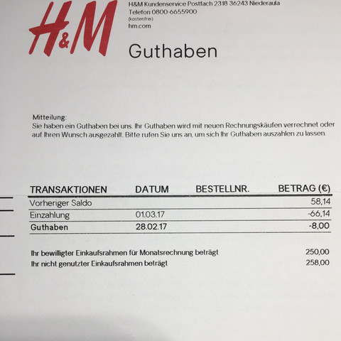 H M Brief Erhalten Was Ist Das Hm Guthaben
