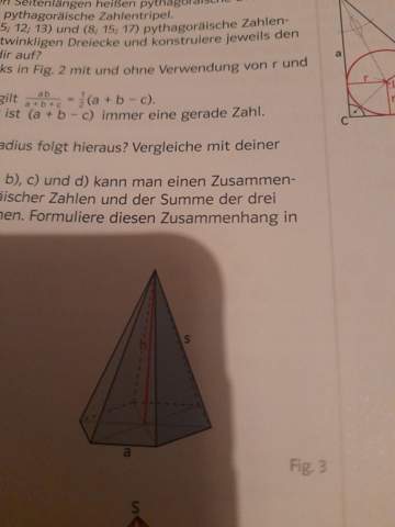 Höhe & Oberflächeninhalt einer secheckigen Pyramide berechnen?