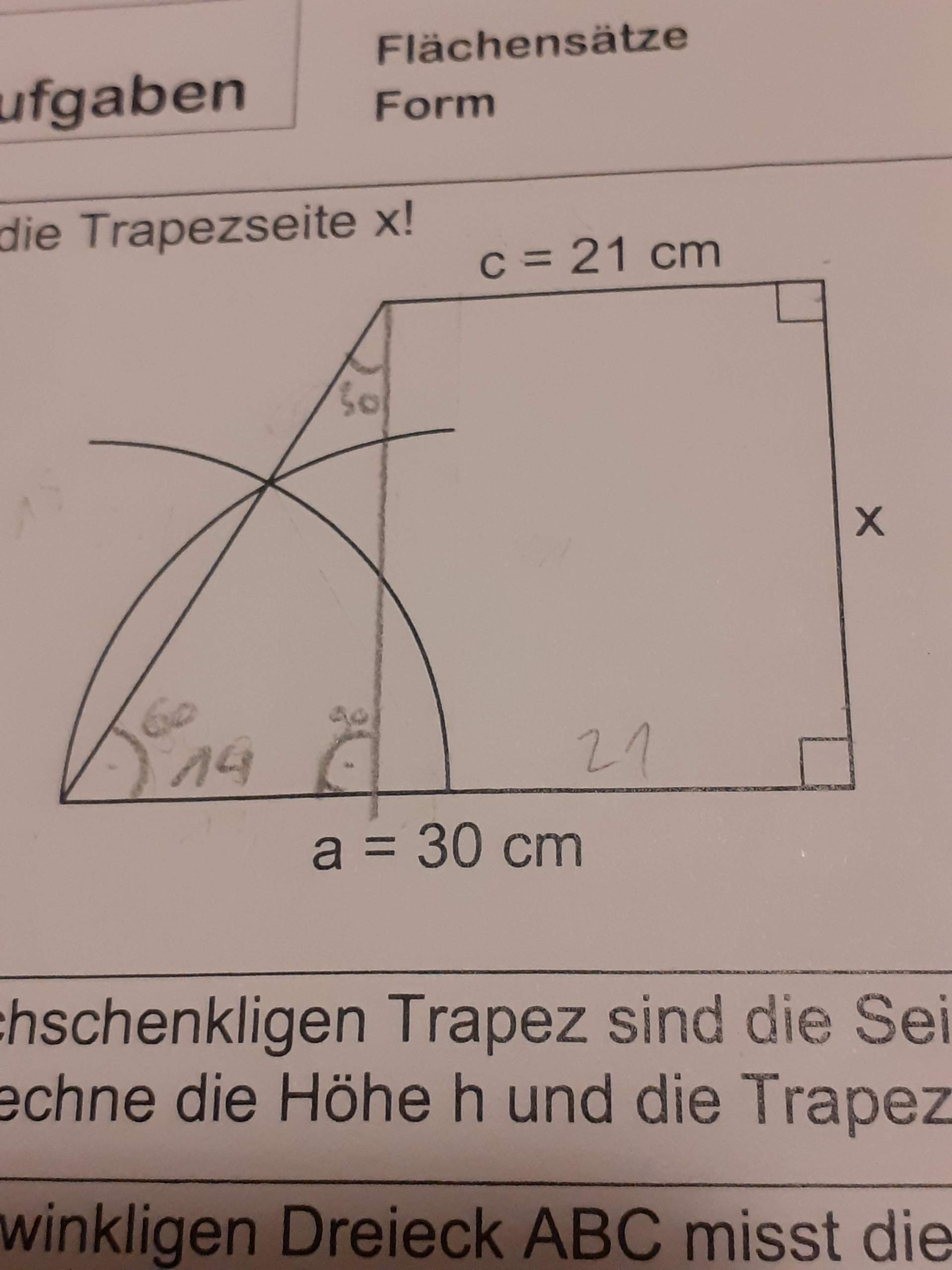 Höhe eines Trapez berechnen? (Formel, Geometrie, Dreieck)