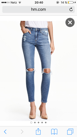 High waste Hose mit großen Löchern - (Hose, Jeans, HM)