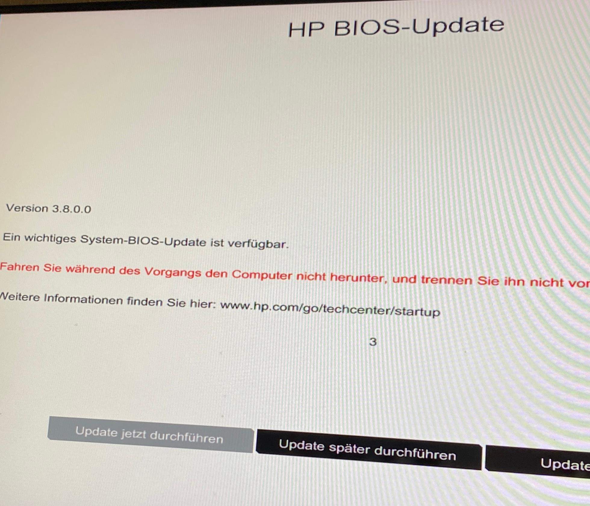 Hp bios update, CMOS-Prüfsumme ist ungültig? (Windows)