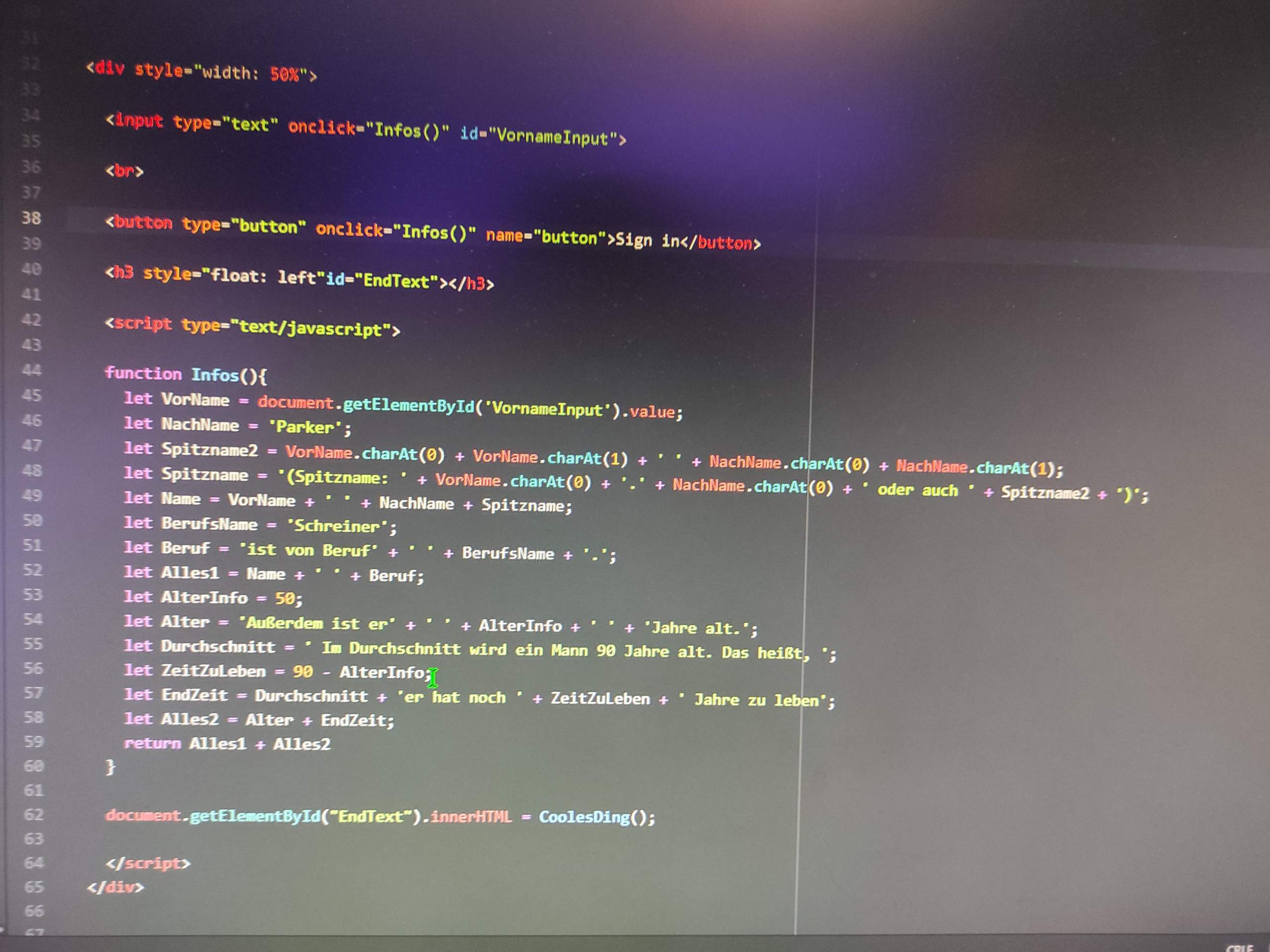 Html input in javascript ausgeben computer programmieren 