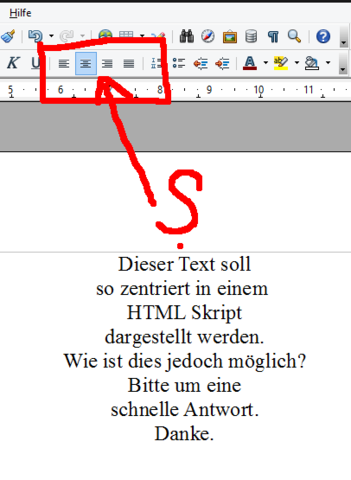 Html Wie Ist Es Moglich Einen Text Zu Zentrieren Wie In Word