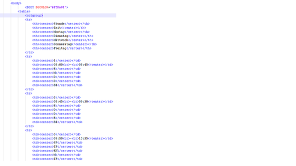 Html Zellen Farbe Andern Website Webseite Tabelle