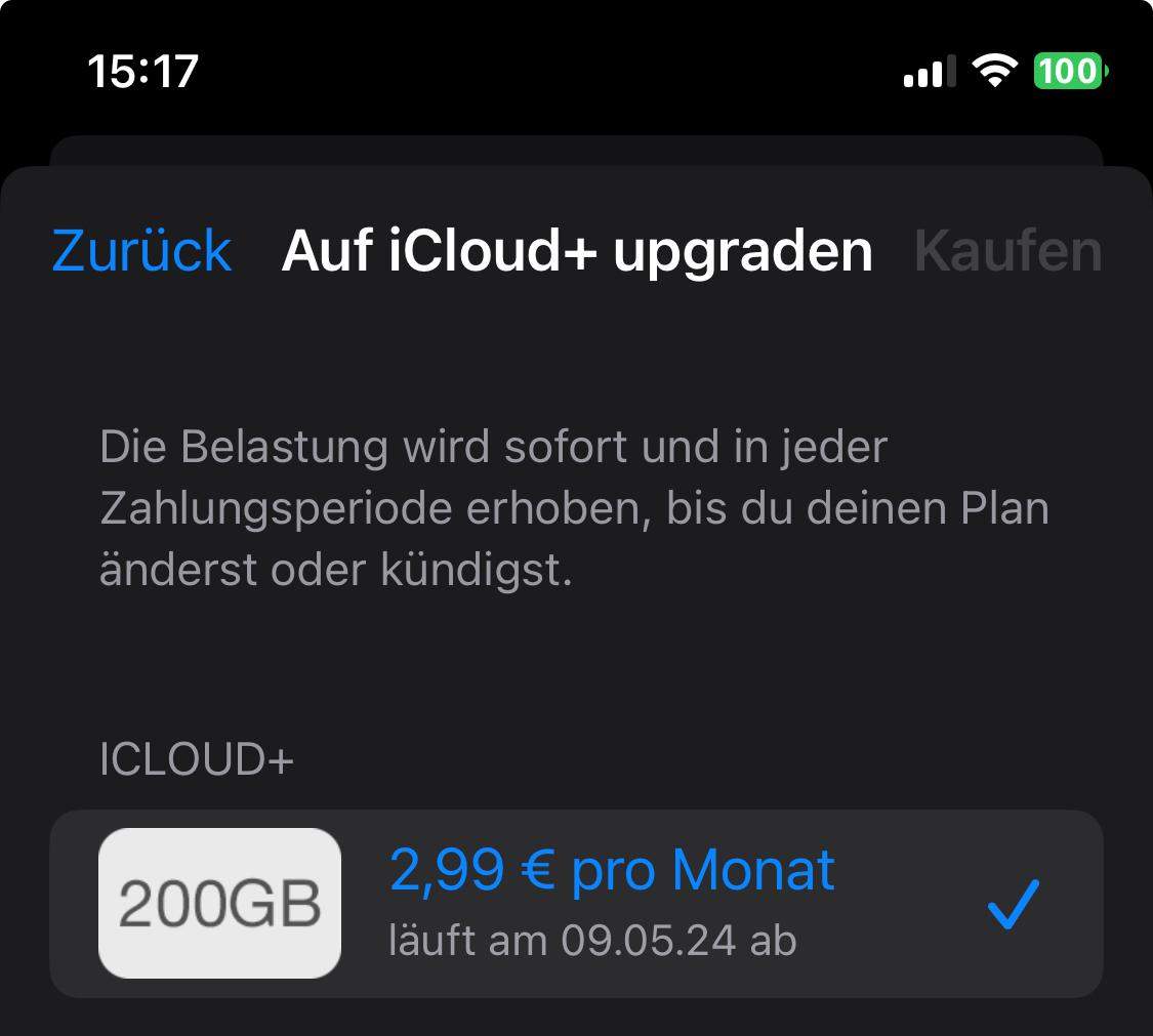 Wird iCloud monatlich abgebucht?