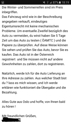 die andere hälfte der email - (Auto, Gebrauchtwagen)