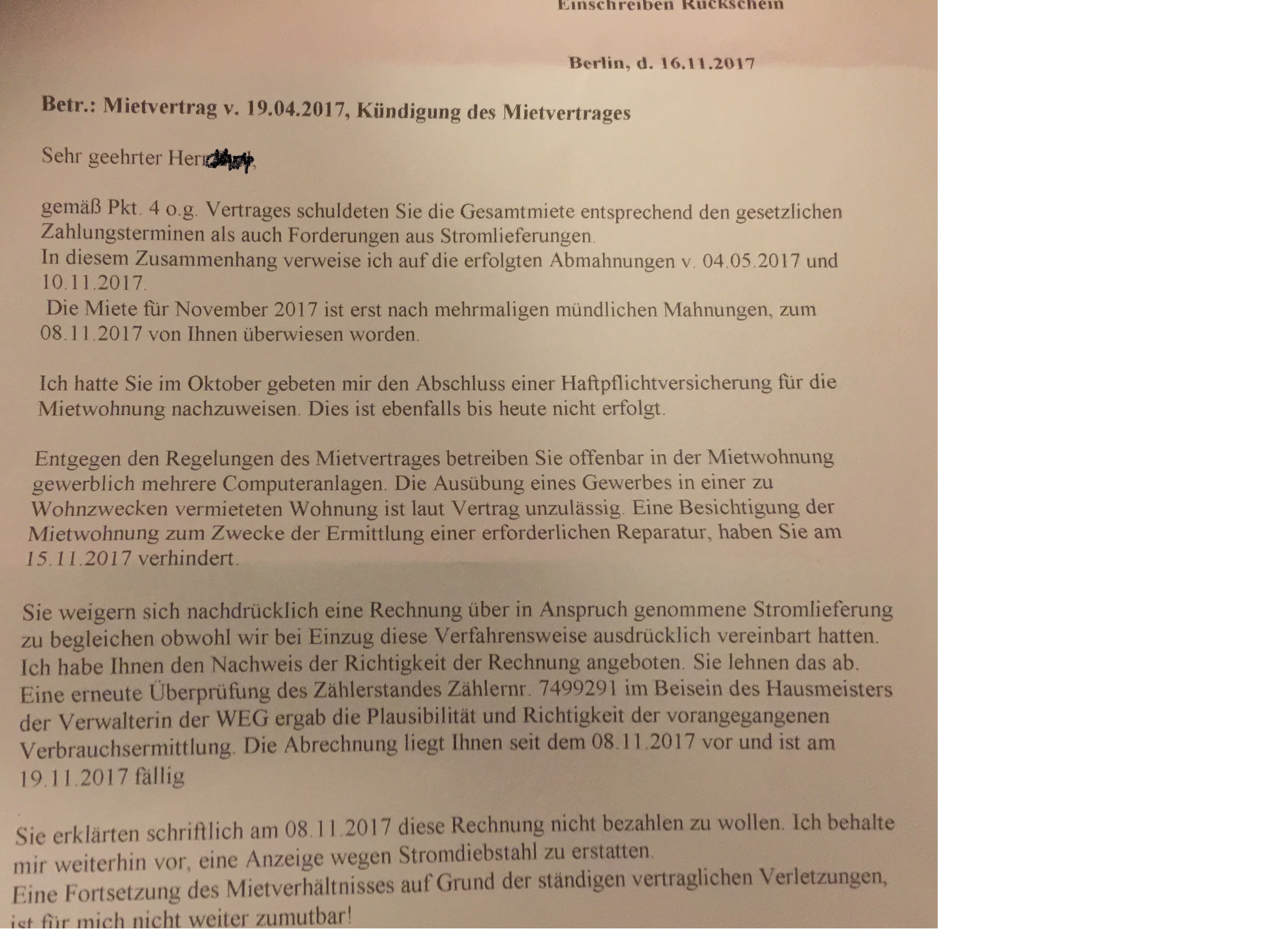 Ich Habe Die Kündigung Aber Ist Das Rechtens Recht Miete