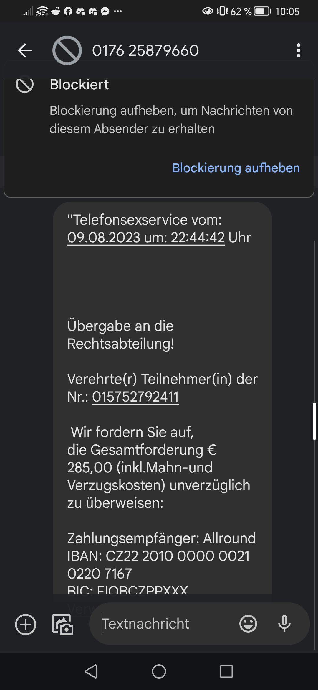 Ich habe diese SMS erhalten was soll ich tuhen? (WhatsApp, SIMKarte)