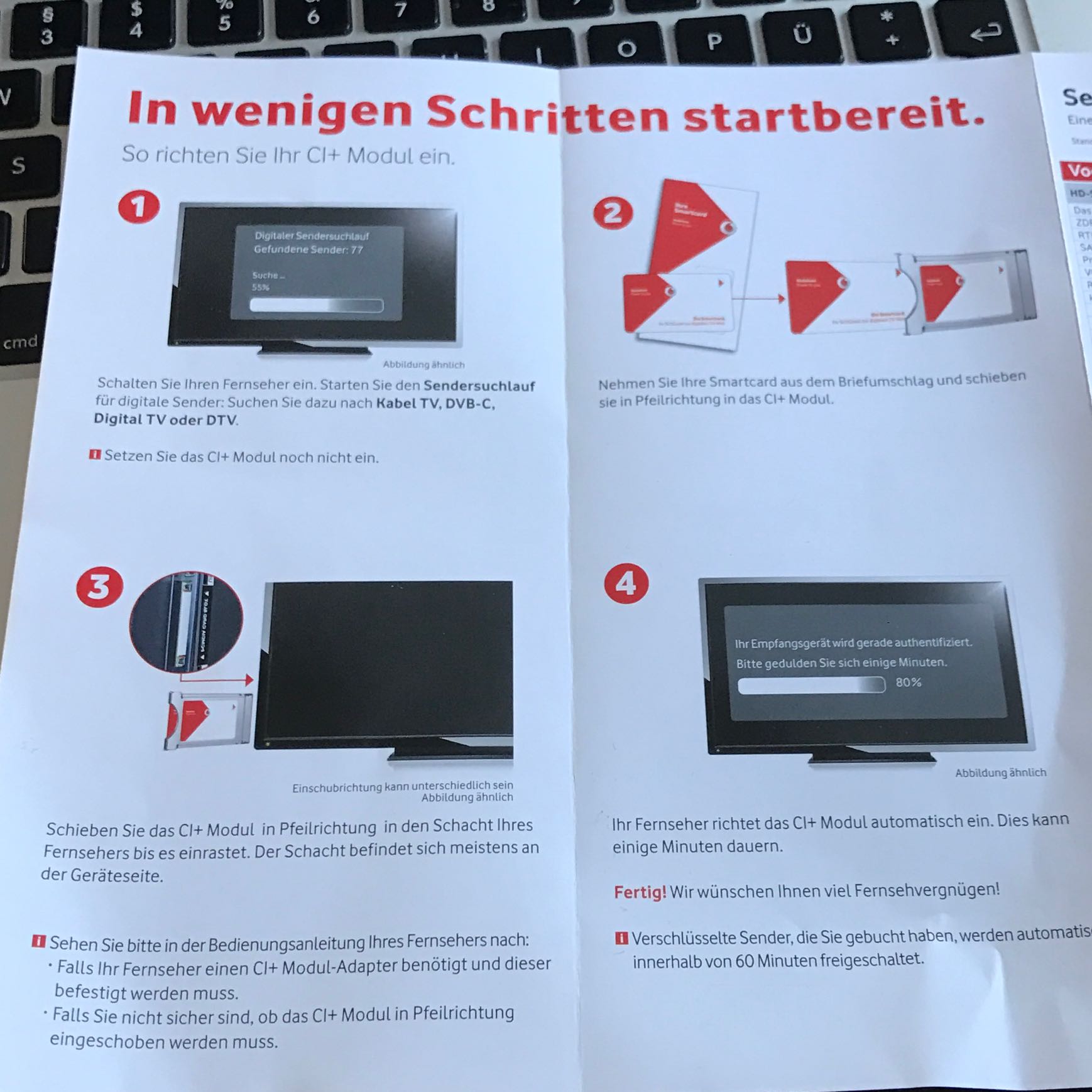 Ich Habe Ein Problem Mit Einem Cl Modul Und Meinem Sony Fernseher Da Die Authentifizierung Nicht Startet Was Tuhen Vodafone